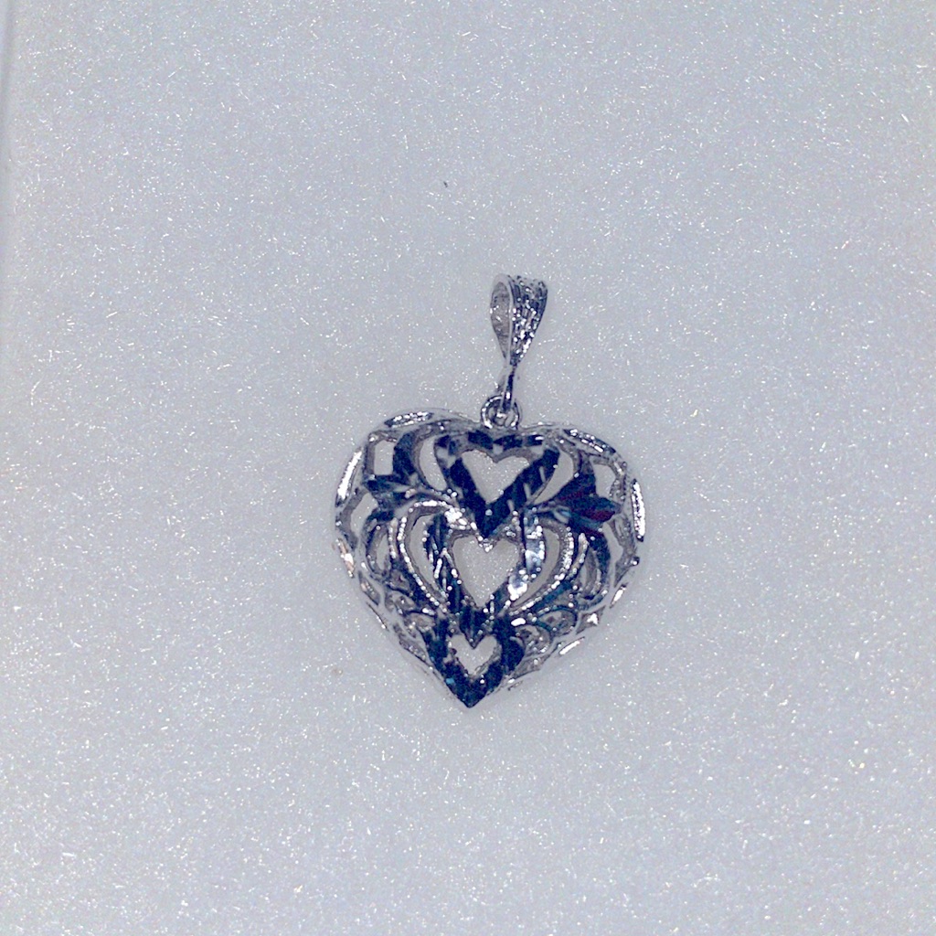 Medium Sized Hollow Metal Heart Pendant